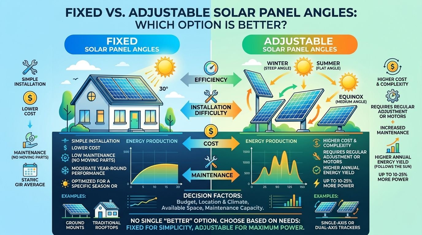 Fixed vs Adjustable Solar Panel Angles: Which Option Is Better? 1 Fixed vs Adjustable Solar Panel 202606102112 1